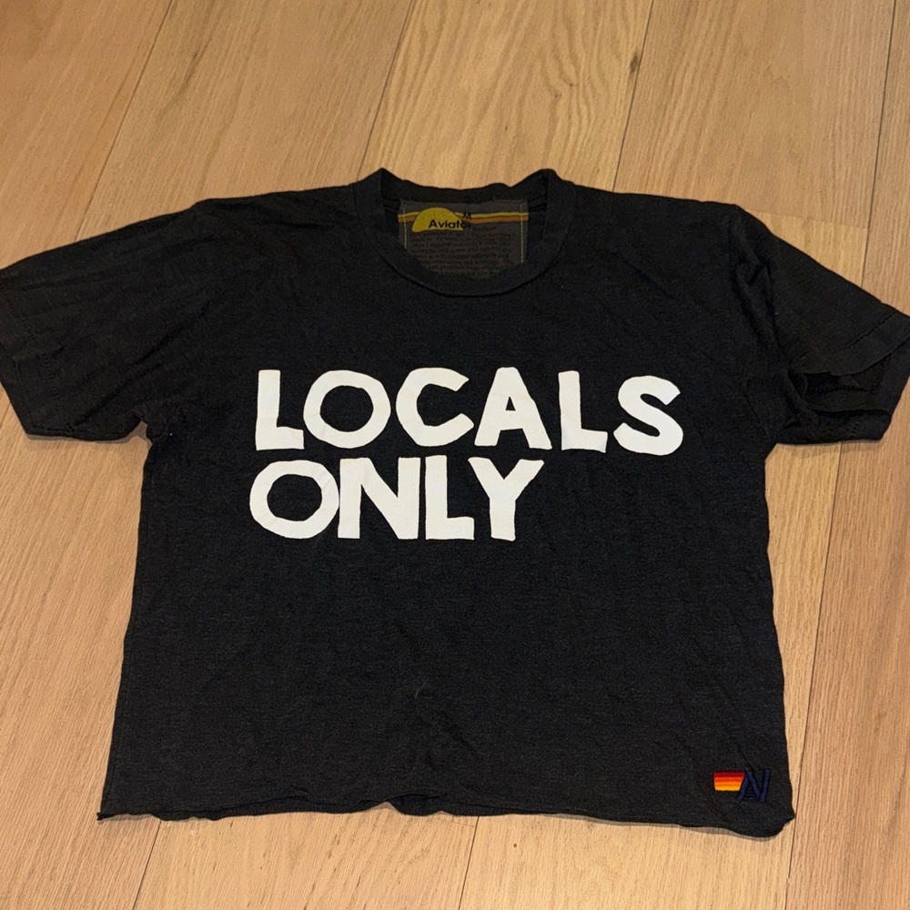 Aviator Nation AV Size Medium "LOCALS ONLY" Boyfriend Navy Tshirt